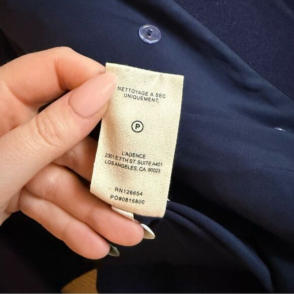 NWT L'AGENCE True Collarless Wool Blend Jacket - Midnight Navy Blue, Size 10 - Picture 10 of 12